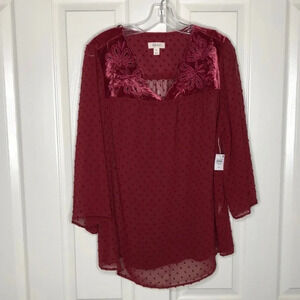 STYLE & Co. Swiss Dot Blouse With Cami